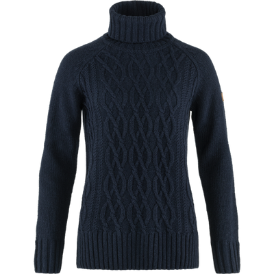 Fjallraven Övik Cable Knit Roller Neck Dames Trui Dark Navy S