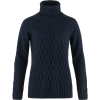 Fjallraven Övik Cable Knit Roller Neck Dames Trui Dark Navy M Fjallraven Övik Cable Knit Roller Neck Dames Trui Dark Navy M