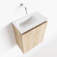 Toiletmeubel Mondiaz Ture | 40 cm | Meubelkleur Washed oak | Eden wastafel Talc Links | Zonder kraangat