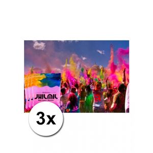 3 zakjes Holi festival kleurpoeder roze