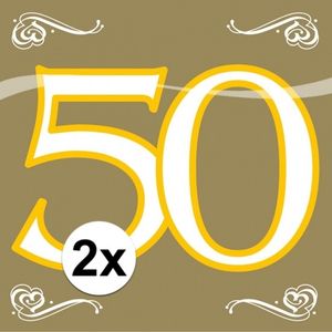 2x Gouden verjaardag servetten 50 jaar 20 stuks