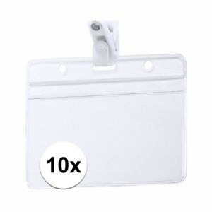 10x beurzen naamkaartjeshouder met klem 11,5 x 9,2 cm