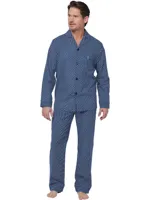 Robson Flanellen Heren Pyjama met knoopsluiting - Donkerblauw - 48 - 48