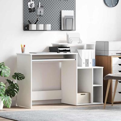 Bureau met Opbergruimte Wit 120,5 x 44 x 88,5 cm Bewerkt hout