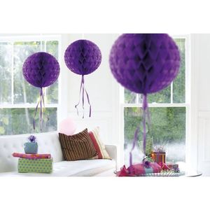 3 stuks decoratie ballen paars 30 cm - Hangdecoratie