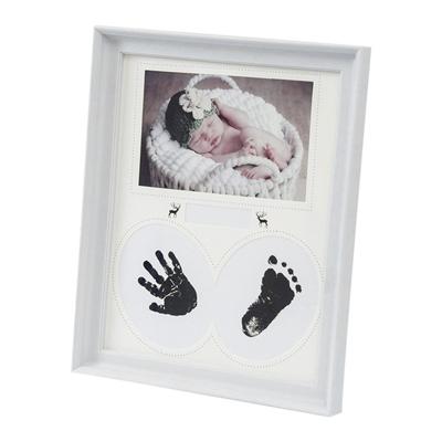 Bureau opknoping foto frame PVC baby voet hand print inkt pad slaapkamer muur verjaardag Foto's albums (wit)