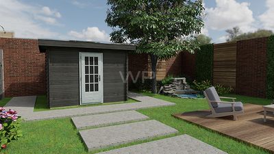 Woodpro Huizen Tuinhuis 300x250 cm 28 mm vuren blank- Plat dak- Onbehandeld vurenhout- Woodpro