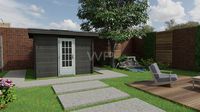 Woodpro Huizen Tuinhuis 300x250 cm 28 mm vuren blank- Plat dak- Onbehandeld vurenhout- Woodpro