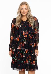 Yoek Jurk met ruches BABY ROSE | Zwart | Maat 54/56