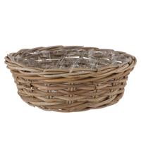 Plantenmand/aardappelmand tafelmodel - Ivy - met binnenzak - rotan - B40 x H13 cm - binnen/buiten
