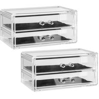 2x Stuks sieraden/make-up organizer 2 lades rechthoek 19 x 9 cm van kunststof