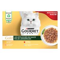 Gold blik malse lekkernijen kip/zalm/rund/zeevis 12x85g - Gourmet