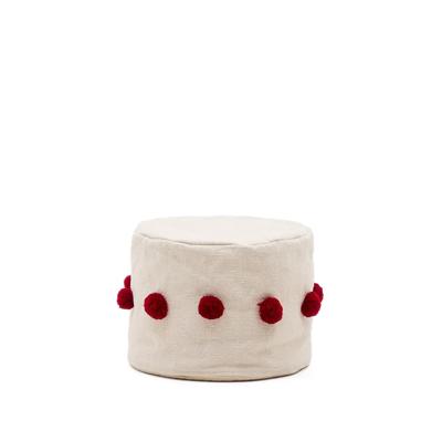 Kave Home Poef 'Manua' 40cm, kleur Beige/Rood