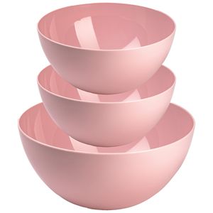 Plasticforte voedsel serveer schalen set - 3x stuks - roze - kunststof - Dia 23 en 26 cm