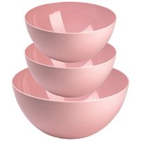 Plasticforte voedsel serveer schalen set - 3x stuks - roze - kunststof - Dia 23 en 26 cm - thumbnail