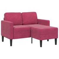 2-zitsbank met chaise L-vorm wijnrood 125 cm fluweel