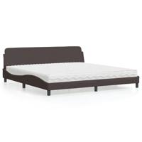 Bed met matras "Dover" stof donkerbruin 200x200 cm