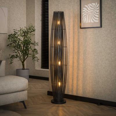 LifestyleFurn Vloerlamp 'Roxann' 4-lamps, kleur Charcoal
