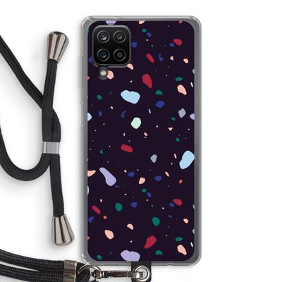 Dark Rounded Terrazzo: Samsung Galaxy A12 Transparant Hoesje met koord