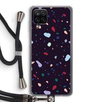 Dark Rounded Terrazzo: Samsung Galaxy A12 Transparant Hoesje met koord