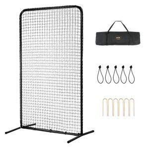 VEVOR I-Type voor slagkooi 1220 x 910 x 2130 mm honkbal- en softbal veiligheidsparaplu lichaamsbescherming draagbare slagparaplu met draagtas en grondpalen, buitenhonkbal pitching net zwart