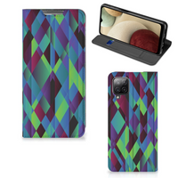 Samsung Galaxy A12 Stand Case Abstract Green Blue - thumbnail