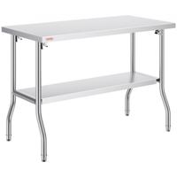 VEVOR Rvs Tafel Werktafel Keukentafel 1220 x 610 x 850 mm Roestvrij Stalen Werktafel Zilver Commerciële Werktafel Gebruikt in de Gezinskeuken Garage