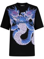 DSQUARED2 t-shirt en coton à imprimé dragon - Noir