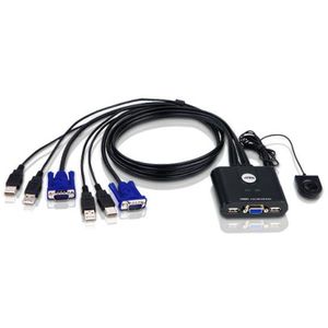 ATEN 2-Poorts USB VGA-kabel KVM-switch met externe poortselectieschakelaar