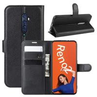 Voor OPPO RENO2 Litchi textuur horizontale Flip lederen draagtas met portemonnee & houder & kaartsleuven (zwart)