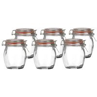 Voorraadpot/bewaarpot - 6x - 750 ml - glas - met beugelsluiting - D11 x H14 cm