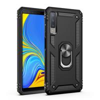 Sergeant Armor schokbestendige TPU + PC beschermende Case voor Galaxy A7 2018 met 360 graden rotatie houder (zwart)