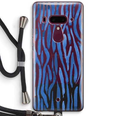 Blauwe nerven: HTC U12+ Transparant Hoesje met koord