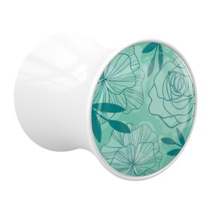 Double Flared Plug met bloemendesign Acryl Tunnels & Plugs