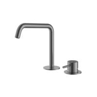 Hotbath Archie - Wastafelmengkraan - zonder Waste - Laag - Geborsteld Gunmetal PVD - Opbouw - Messing - V03