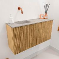 Toiletmeubel Mondiaz Joya Dlux | 80 cm | Meubelkleur Oak | Faye wastafel Glace Wasbak Links | Zonder kraangat(en)