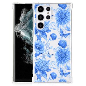 Case voor Samsung Galaxy S22 Ultra Flowers Blue