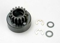 Clutch bell (16-tooth)/5x8x0.5mm fiber washer (2)/ 5mm e-clip (requires 5x11x4mm ball bearings part #4611) (1.0 metric pitch) - thumbnail