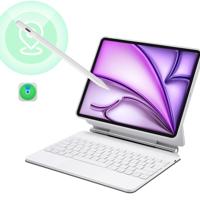 iPad Air 13“ (2025) Rebound Magnetische Tastatur Hülle 360 Pencil Bündel-DE Layout-Weiß