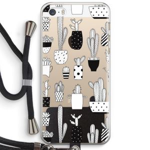 Cactusmotief: iPhone 5 / 5S / SE Transparant Hoesje met koord