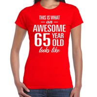 Awesome 65 year / 65 jaar cadeau t-shirt rood dames - thumbnail