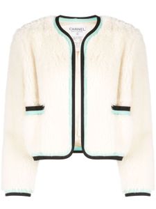 CHANEL Pre-Owned veste sans col à logo appliqué (1994) - Blanc