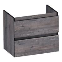 Brauer Joy Edge - Onderkast Ondiep - 60 cm - met 2 Softclose Lades Greeploos en 1 Sifon Uitsparing - Driftwood