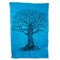Authentiek Wandkleed Katoen Tree of Life Blauw (215 x 135 cm) - thumbnail