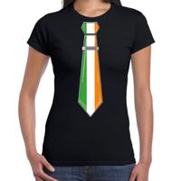 Verkleed T-shirt voor dames - stropdas Ierland - zwart - supporter - themafeest