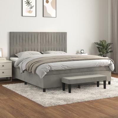 Boxspring met matras fluweel lichtgrijs 160x200 cm