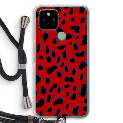 Red Leopard: Pixel 5 Transparant Hoesje met koord
