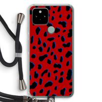 Red Leopard: Pixel 5 Transparant Hoesje met koord