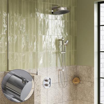 Regendouche set SaniClear Evolution Stripes | 30 cm | Incl.Inbouwdeel | 2 standen handdouche | Met glijstang | Chroom