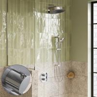 Regendouche set SaniClear Evolution Stripes | 30 cm | Incl.Inbouwdeel | 2 standen handdouche | Met glijstang | Chroom